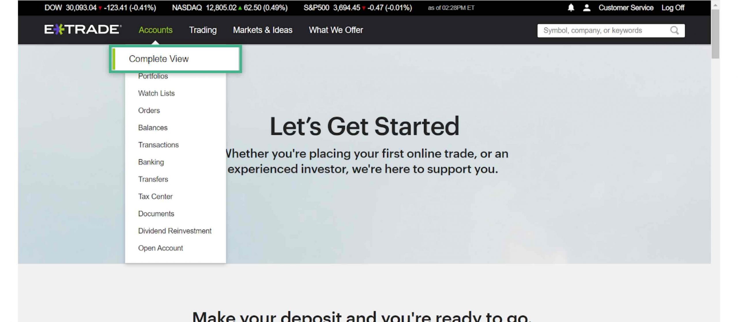E Trade   Website   Dashboard