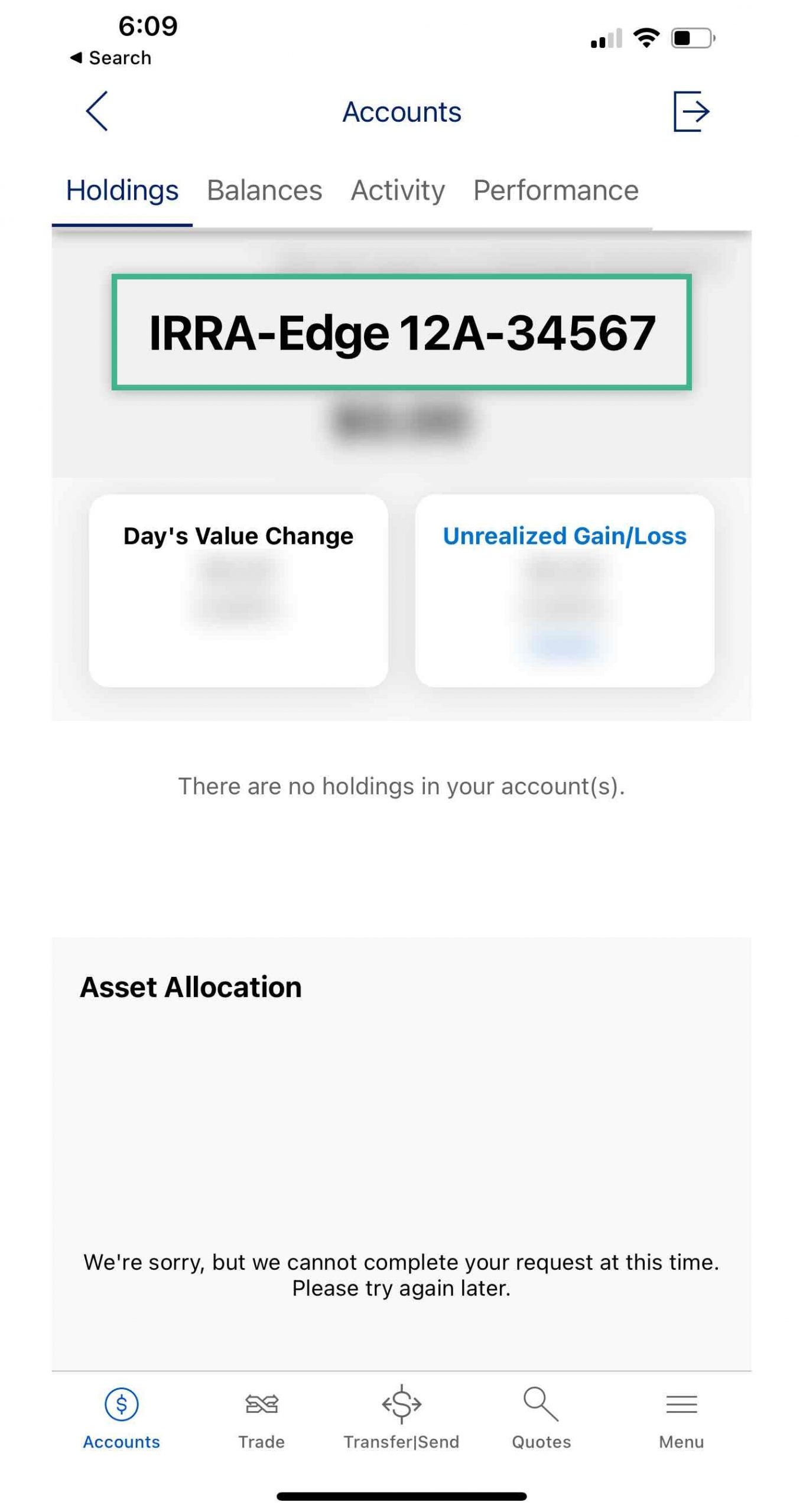 Merrill Edge Mobile App Account Holdings