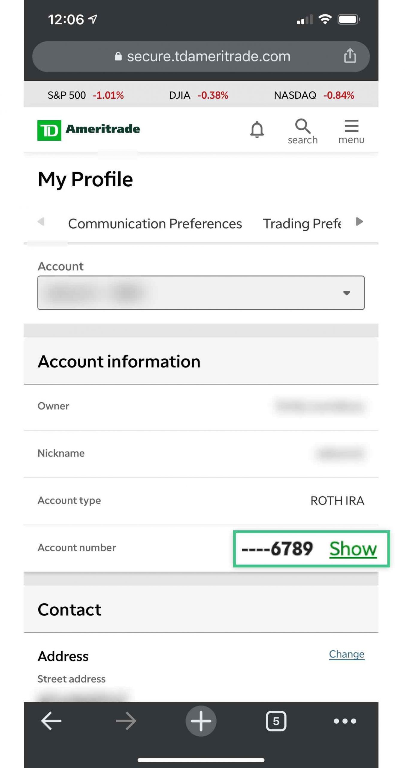 TD Ameritrade Mobile Web Profile