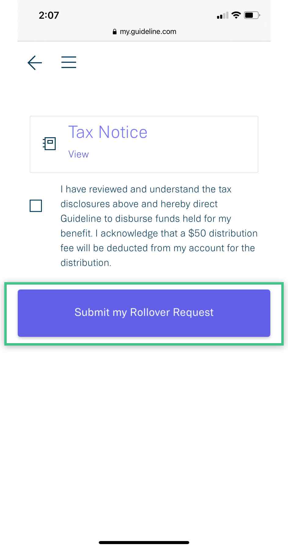 401k rollover request Guideline Mobile Step 10