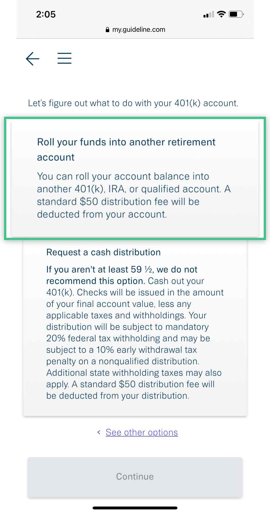 401k rollover request Guideline Mobile Step 5