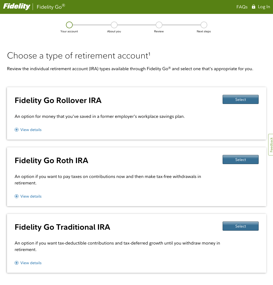 Fidelity Go Choose IRA Type