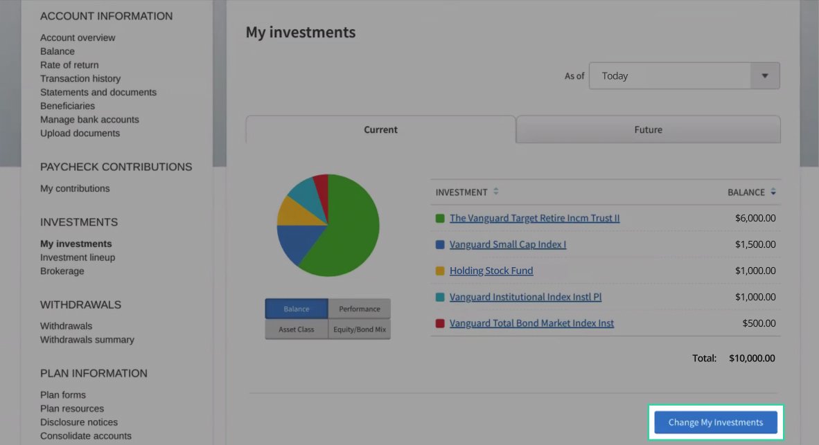 On the “My investments” page, click “Change My Investments”.